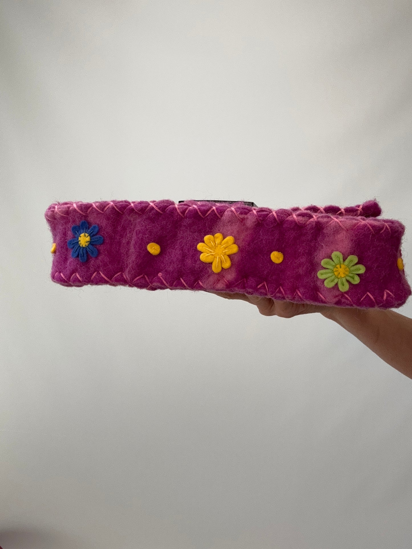 Fendi Felt Flower Applique Baguette - Pink bottom of handbag