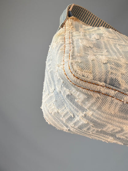 Fendi Jacquard Denim Zucca Baguette - Vintage back left bottom corner