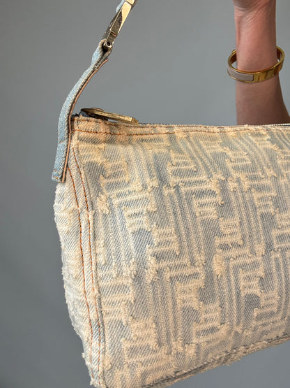 Fendi Jacquard Denim Zucca Baguette - Vintage back left side