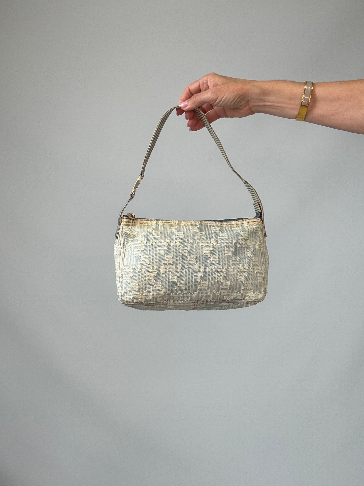 Fendi Jacquard Denim Zucca Baguette - Vintage