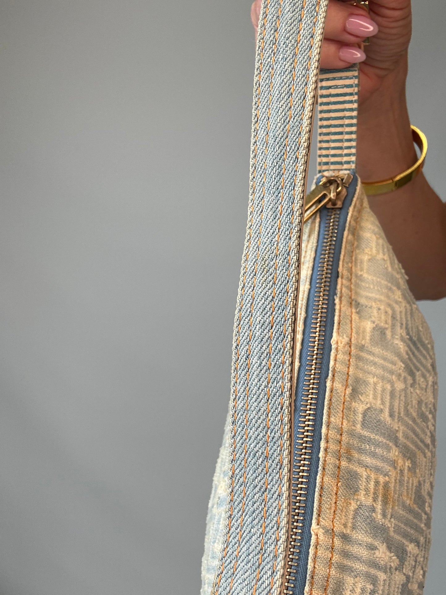 Fendi Jacquard Denim Zucca Baguette - Vintage top of strap