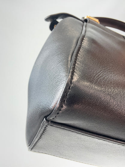 Fendi Monster Eyes Mini Peekaboo Satchel in Black back left bottom corner