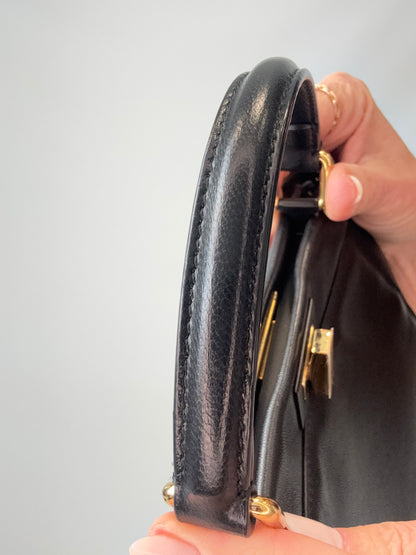 Fendi Monster Eyes Mini Peekaboo Satchel in Black top handle other side