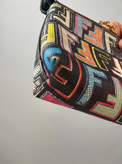 Fendi Multi Colored Baguette Pouch front left bottom corner
