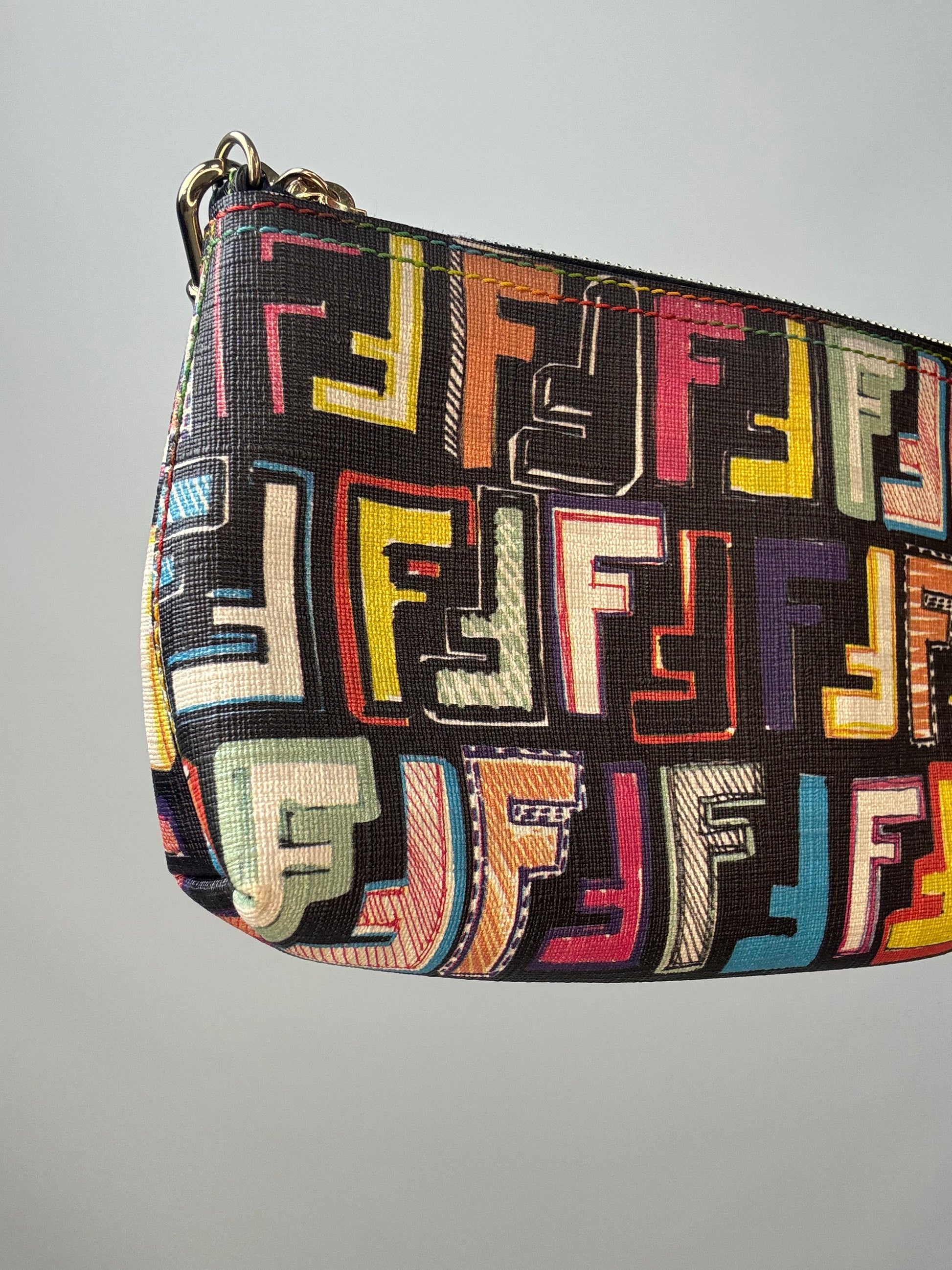 Fendi Multi Colored Baguette Pouch front left side view