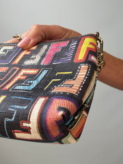 Fendi Multi Colored Baguette Pouch front right bottom corner