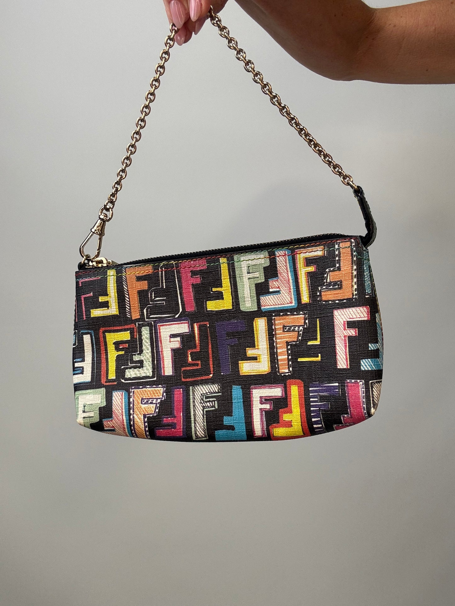 Fendi Multi Colored Baguette Pouch front of pouch