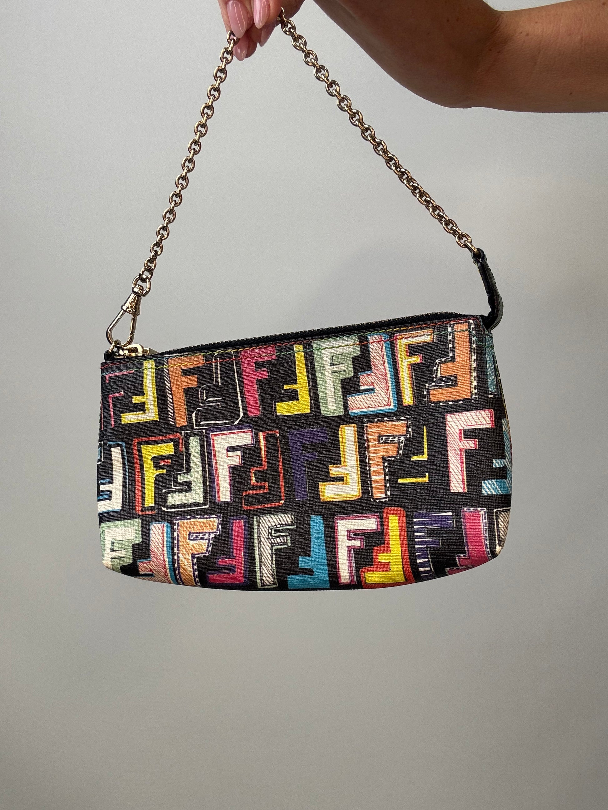Fendi Multi Colored Baguette Pouch front of pouch