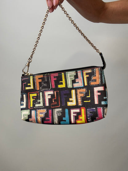 Fendi Multi Colored Baguette Pouch front of pouch