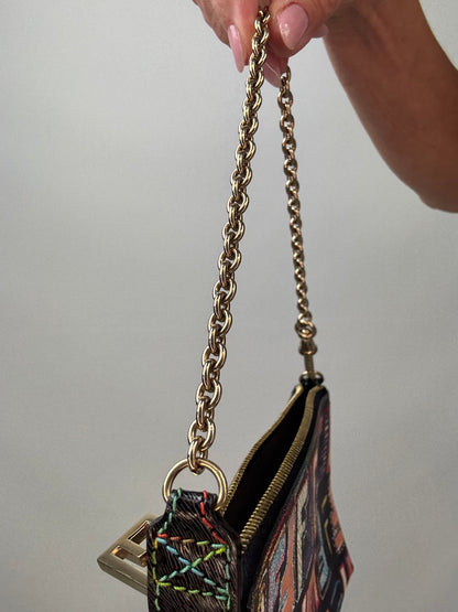 Fendi Multi Colored Baguette Pouch left side of chain