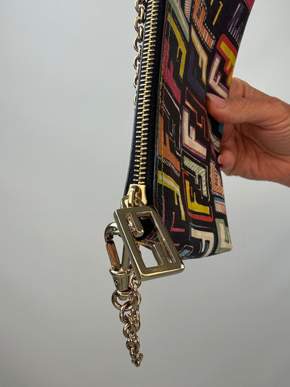 Fendi Multi Colored Baguette Pouch top with logo zipper