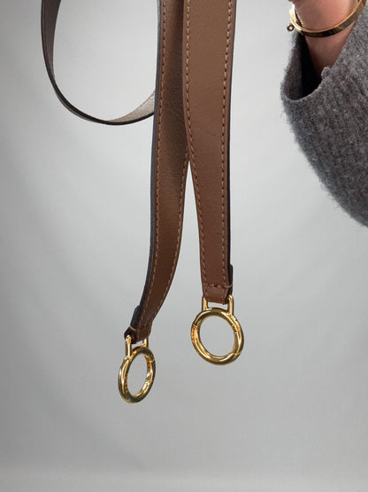 Fendi Peekaboo Two-Way Calfskin Leather Handbag - Brown shoulder strap attachment hardware