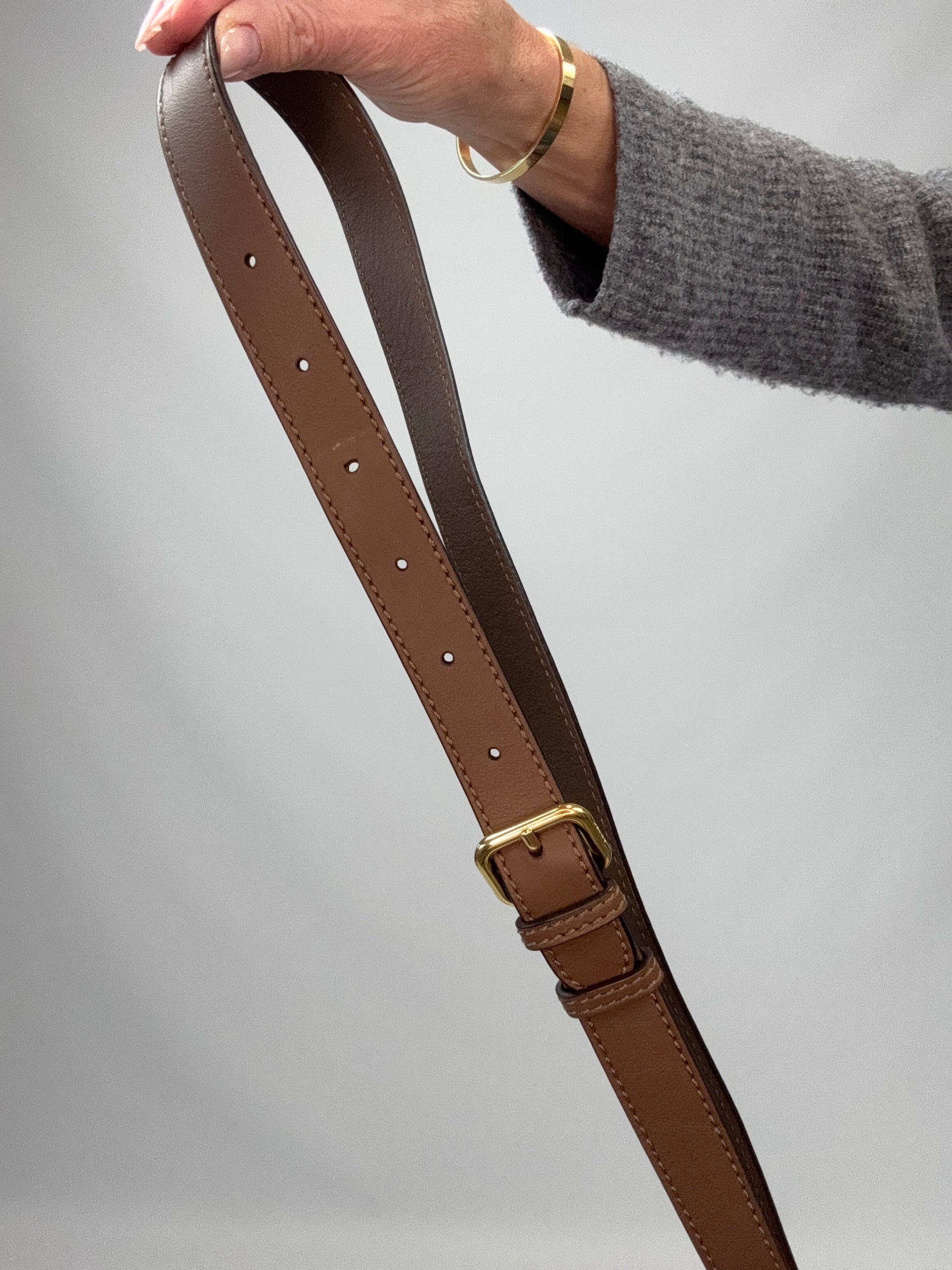 Fendi Peekaboo Two-Way Calfskin Leather Handbag - Brown shoulder strap with buckle