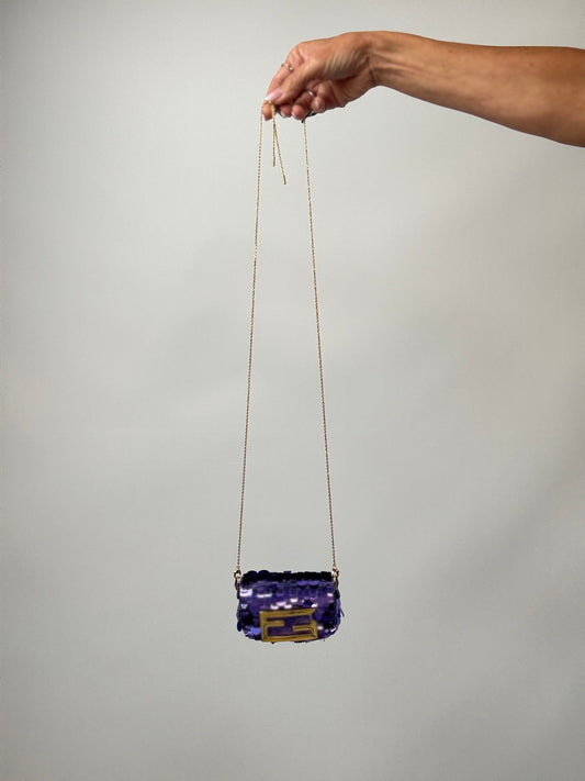 Fendi Sequin Paillettes Nano Shiny Buckle Baguette Charm