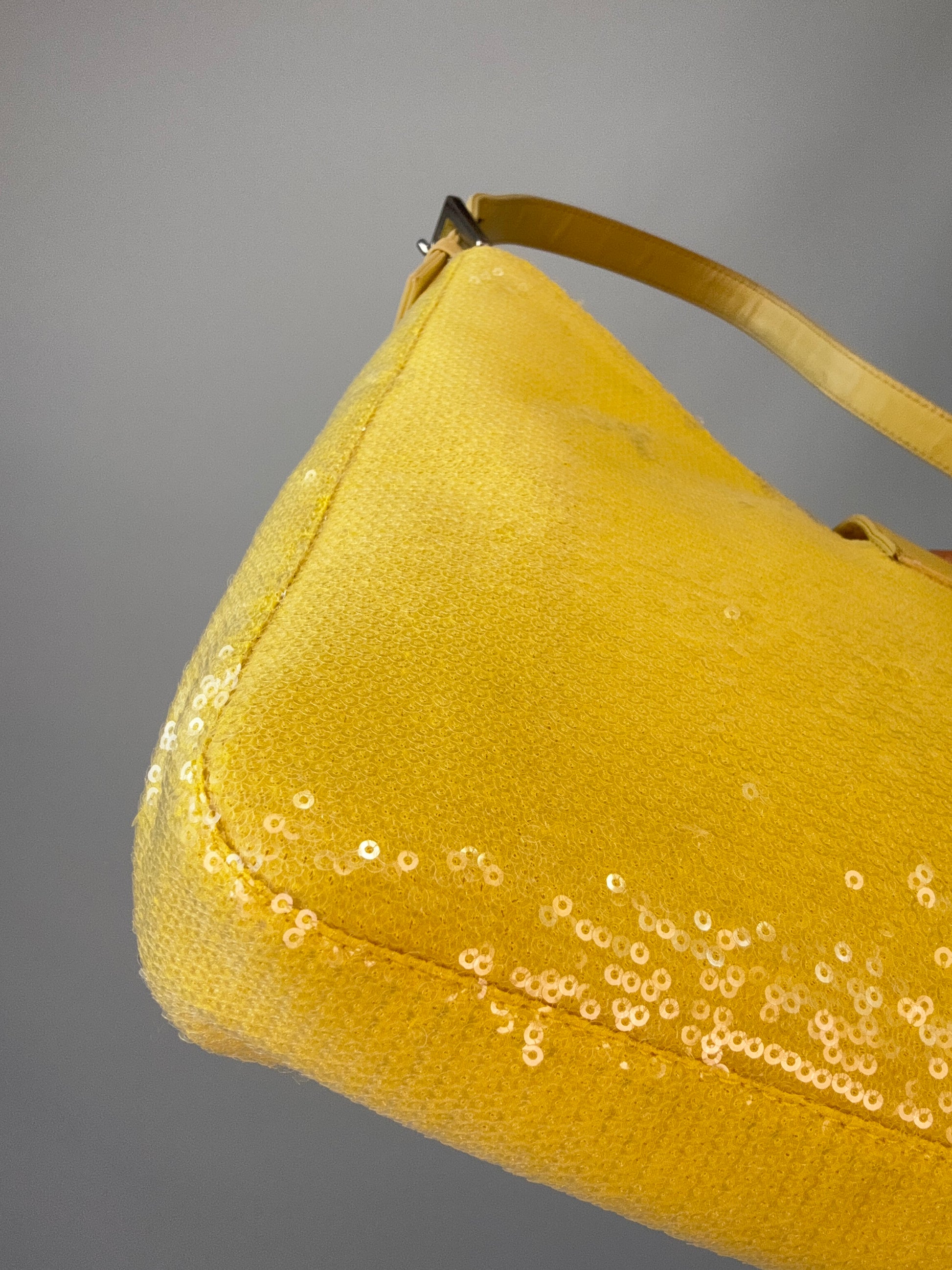 Fendi Yellow Sequin Mamma Baguette back left bottom corner