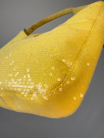 Fendi Yellow Sequin Mamma Baguette back right bottom corner