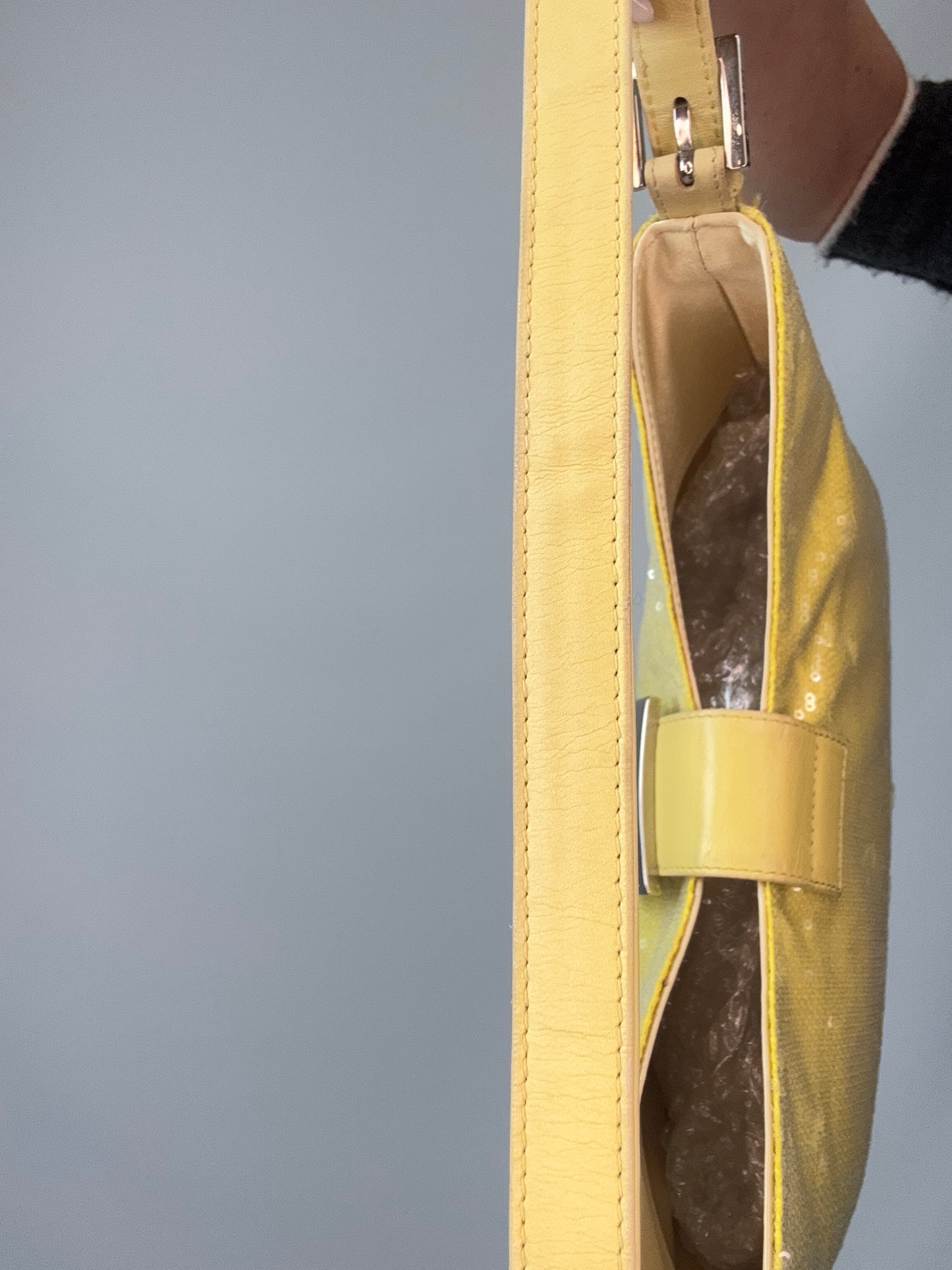 Fendi Yellow Sequin Mamma Baguette strap top