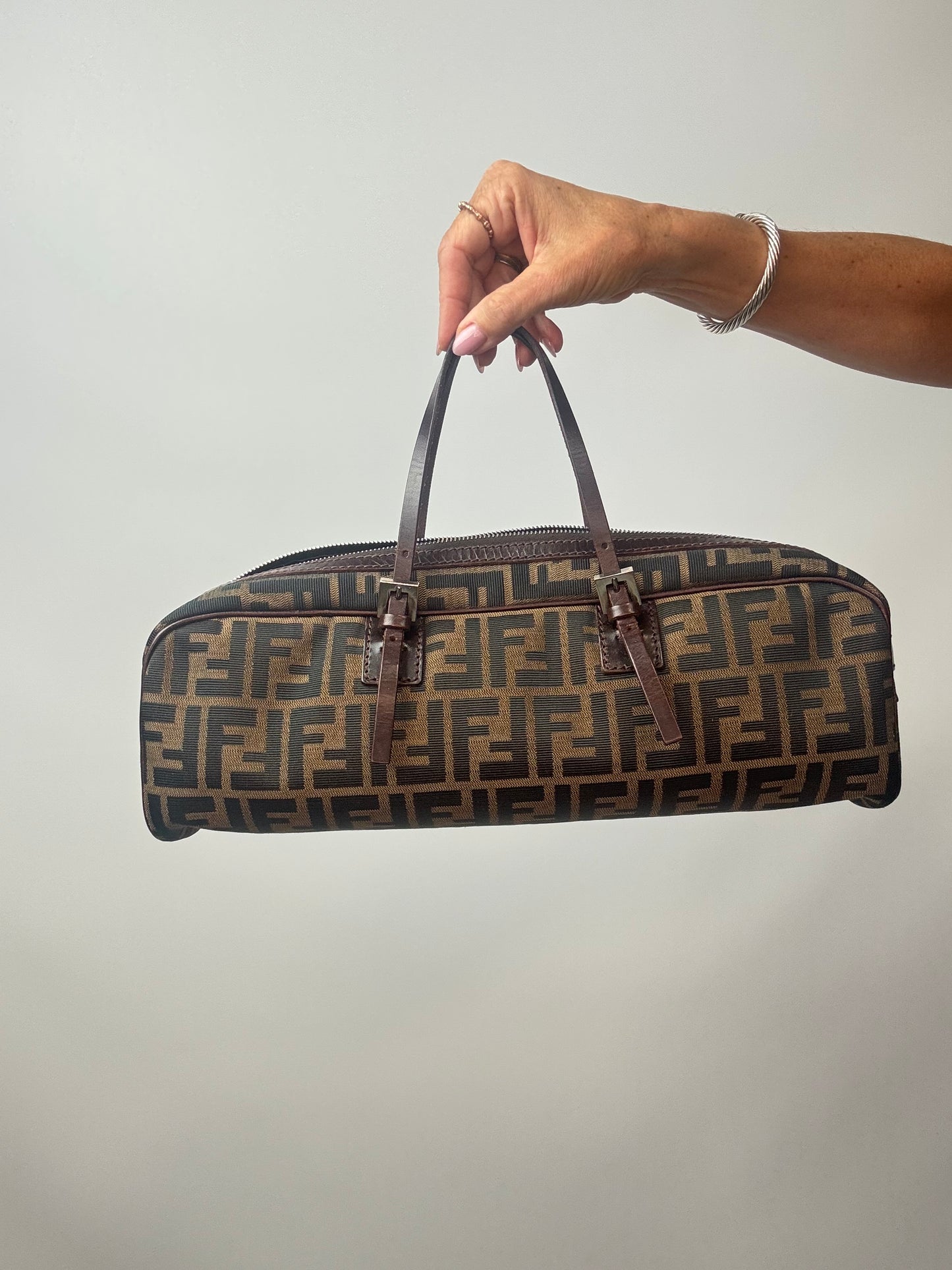 Fendi Zucca Boston Bag back of bag