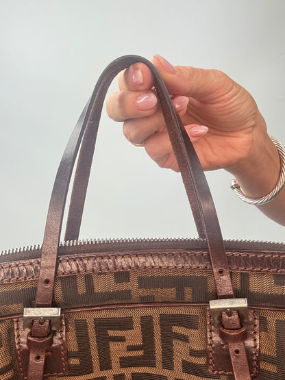 Fendi Zucca Boston Bag top handle back