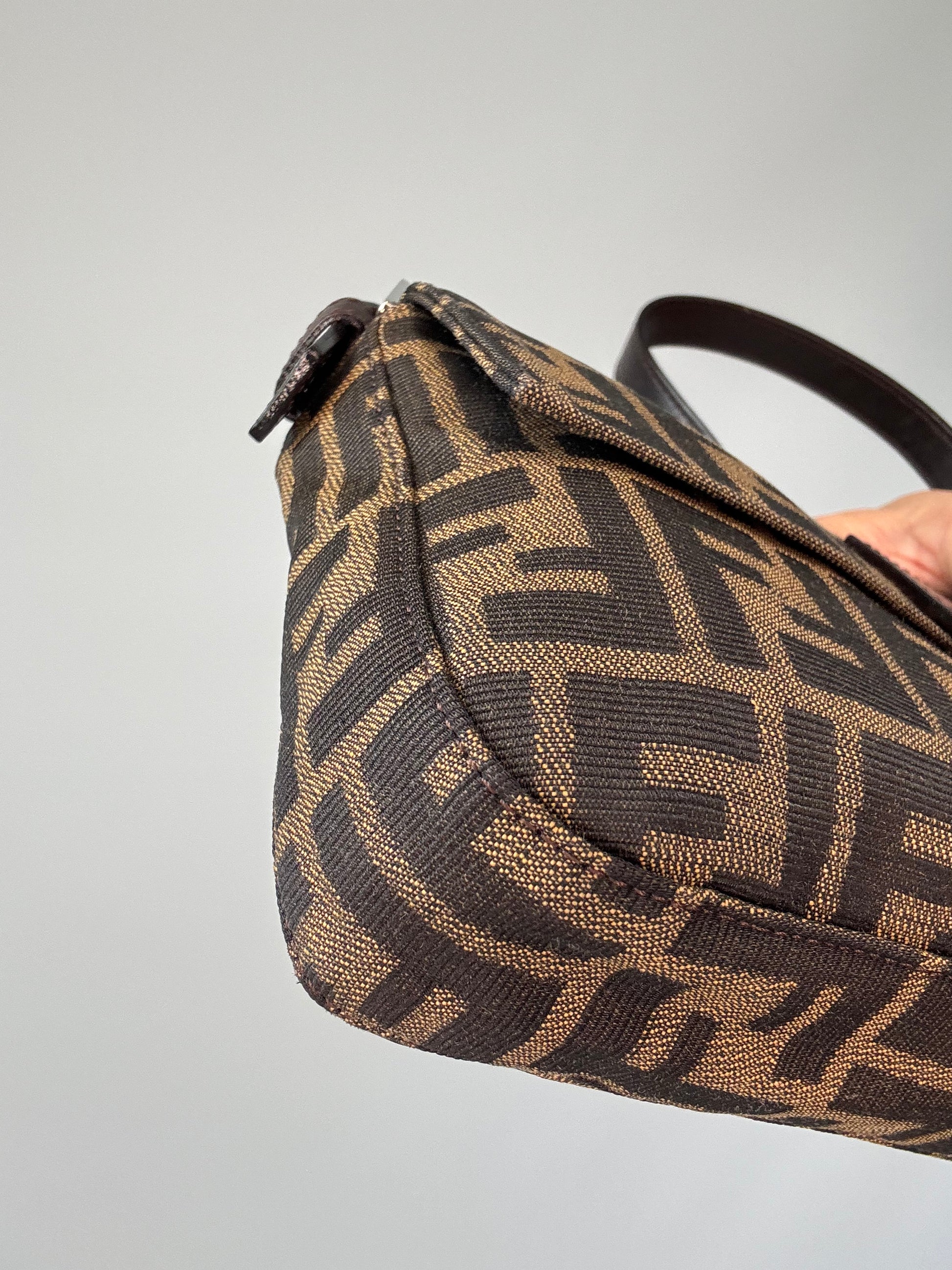 Fendi Zucca Baguette - Vintage 1999 front left bottom corner