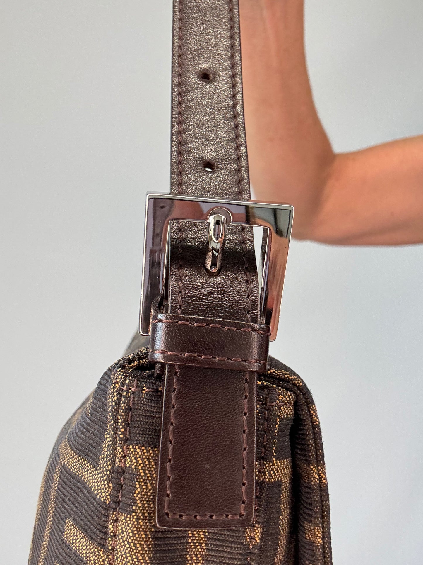 Fendi Zucca Baguette - Vintage 1999 left side of strap