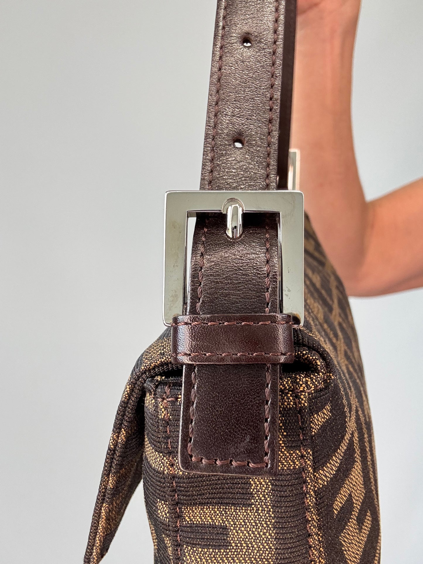 Fendi Zucca Baguette - Vintage 1999 right side of strap