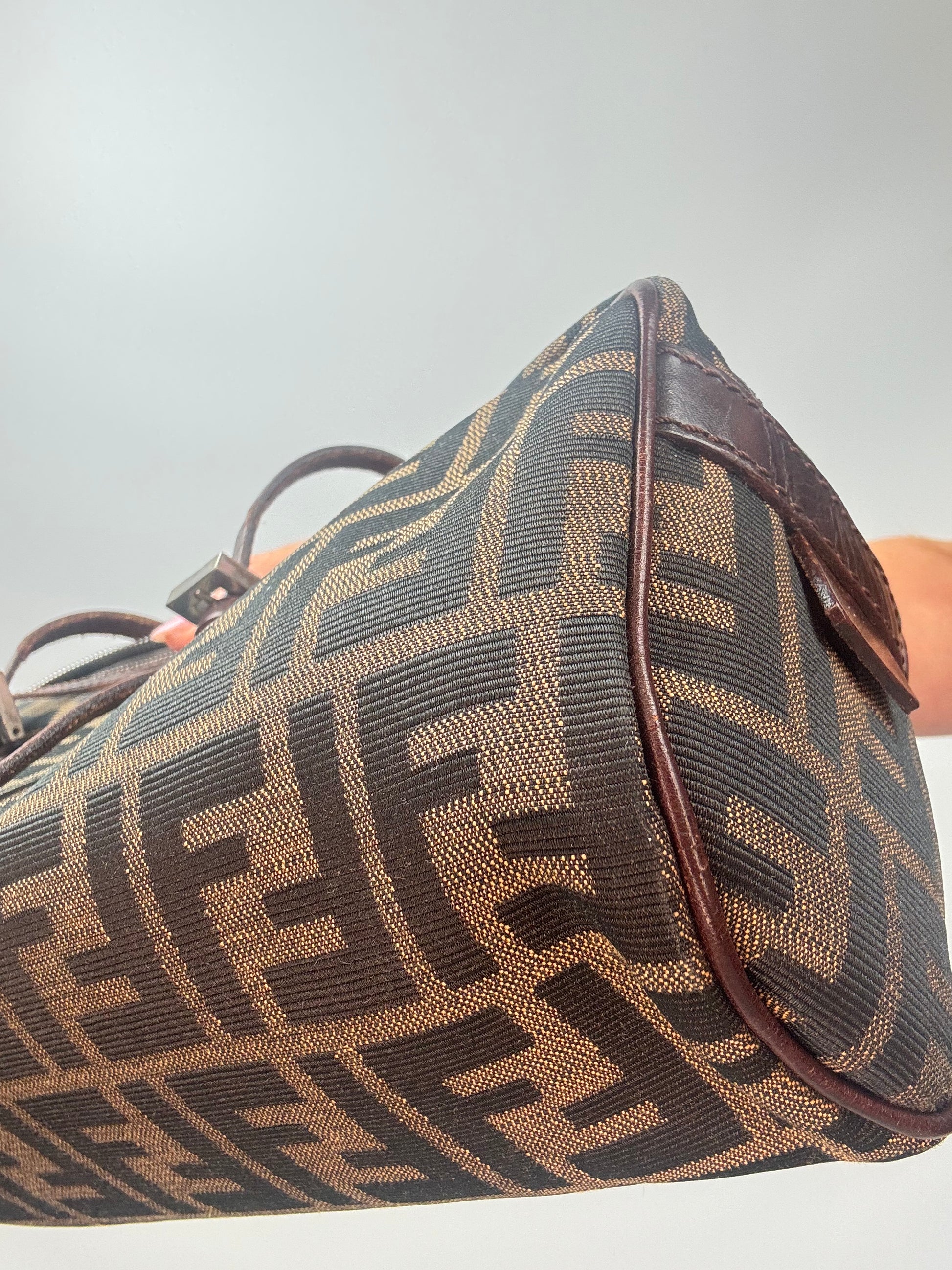 Fendi Zucca East_West_Boston Bag back bottom right corner