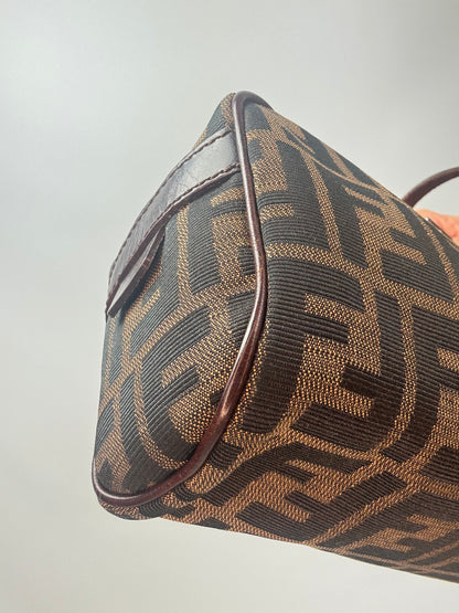 Fendi Zucca East_West_Boston Bag front left bottom corner