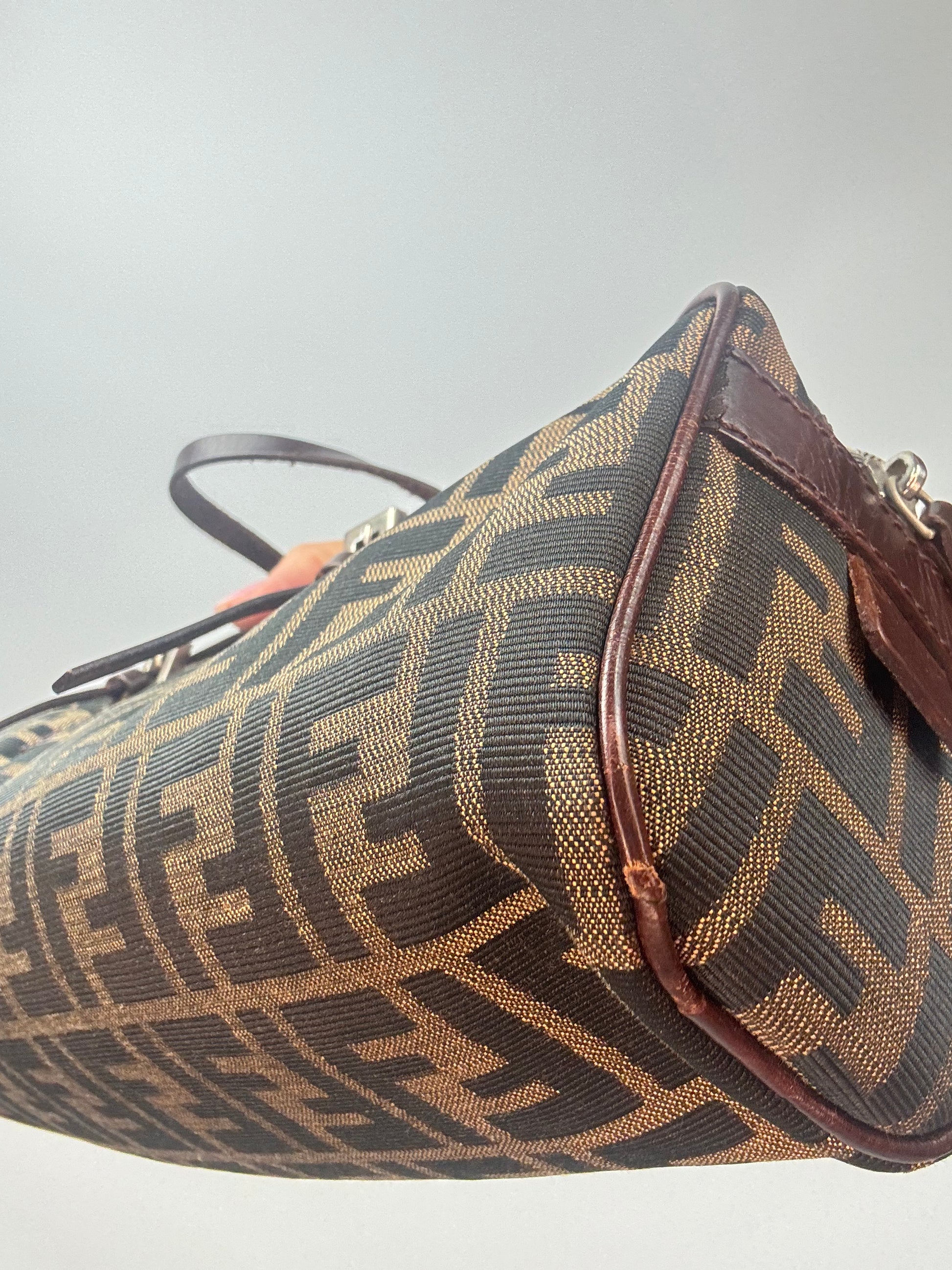 Fendi Zucca  East_West_Boston Bag front right bottom corner