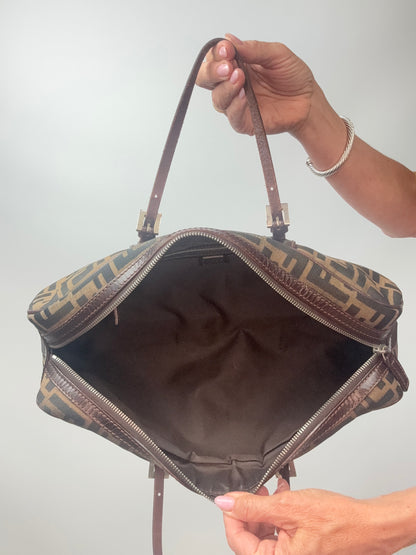 Fendi Zucca East_West_ Boston Bag interior of bag