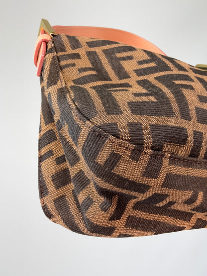 Fendi Zucca Crystal Enamel Floral Baguette front left bottom corner