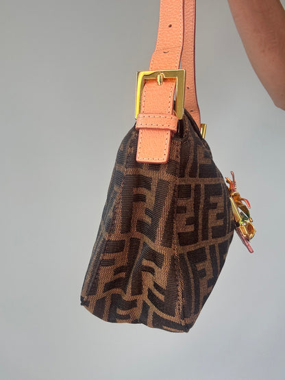 Fendi Zucca Crystal Enamel Floral Baguette left side
