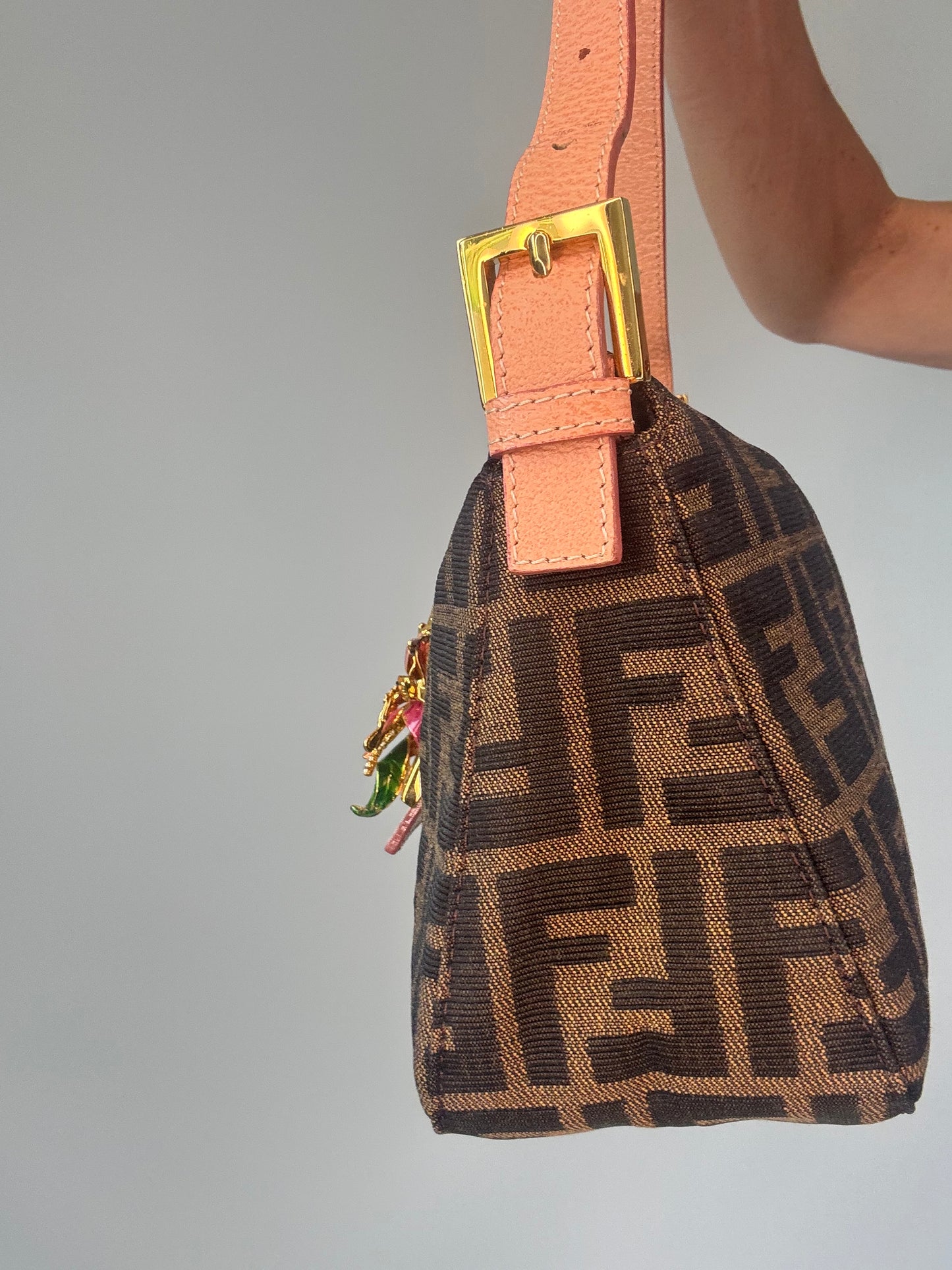 Fendi Zucca Crystal Enamel Floral Baguette right side
