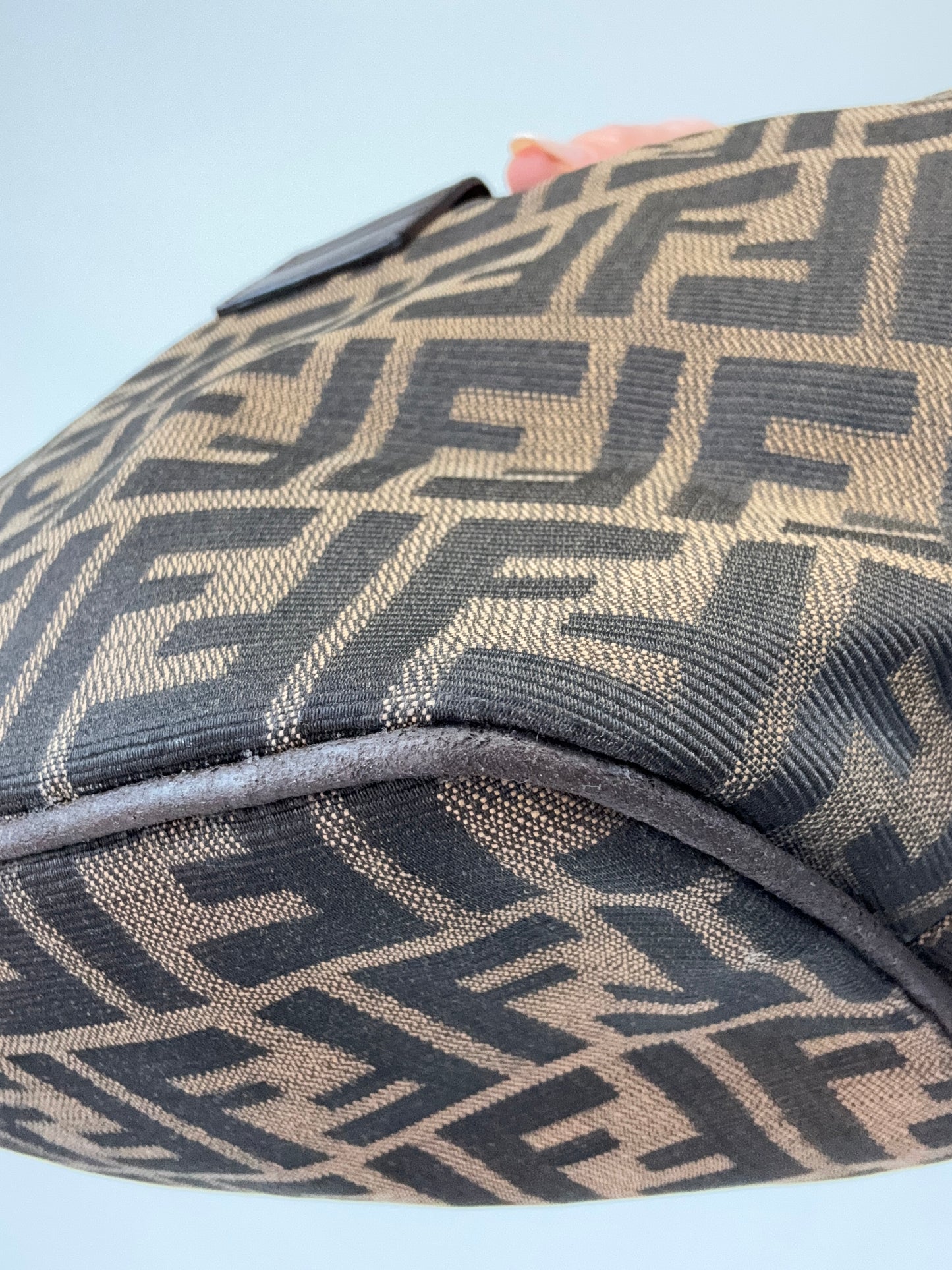 Fendi Zucca Hobo Bag back right bottom corner