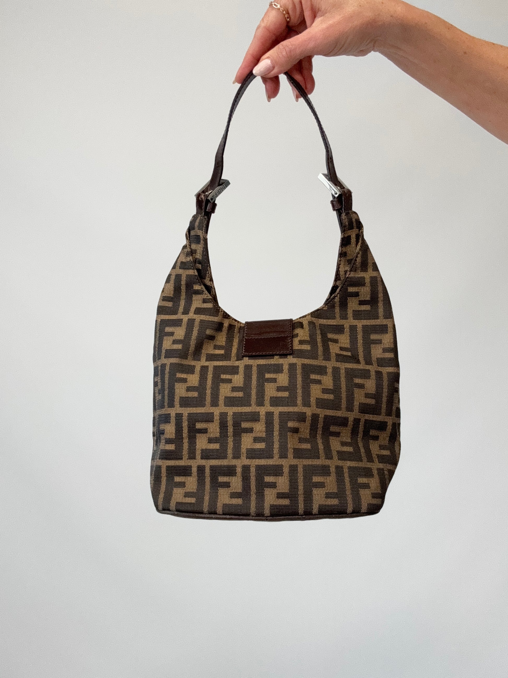 Fendi Zucca Hobo Bag back of handbag