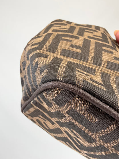Fendi Zucca Hobo Bag front left bottom corner