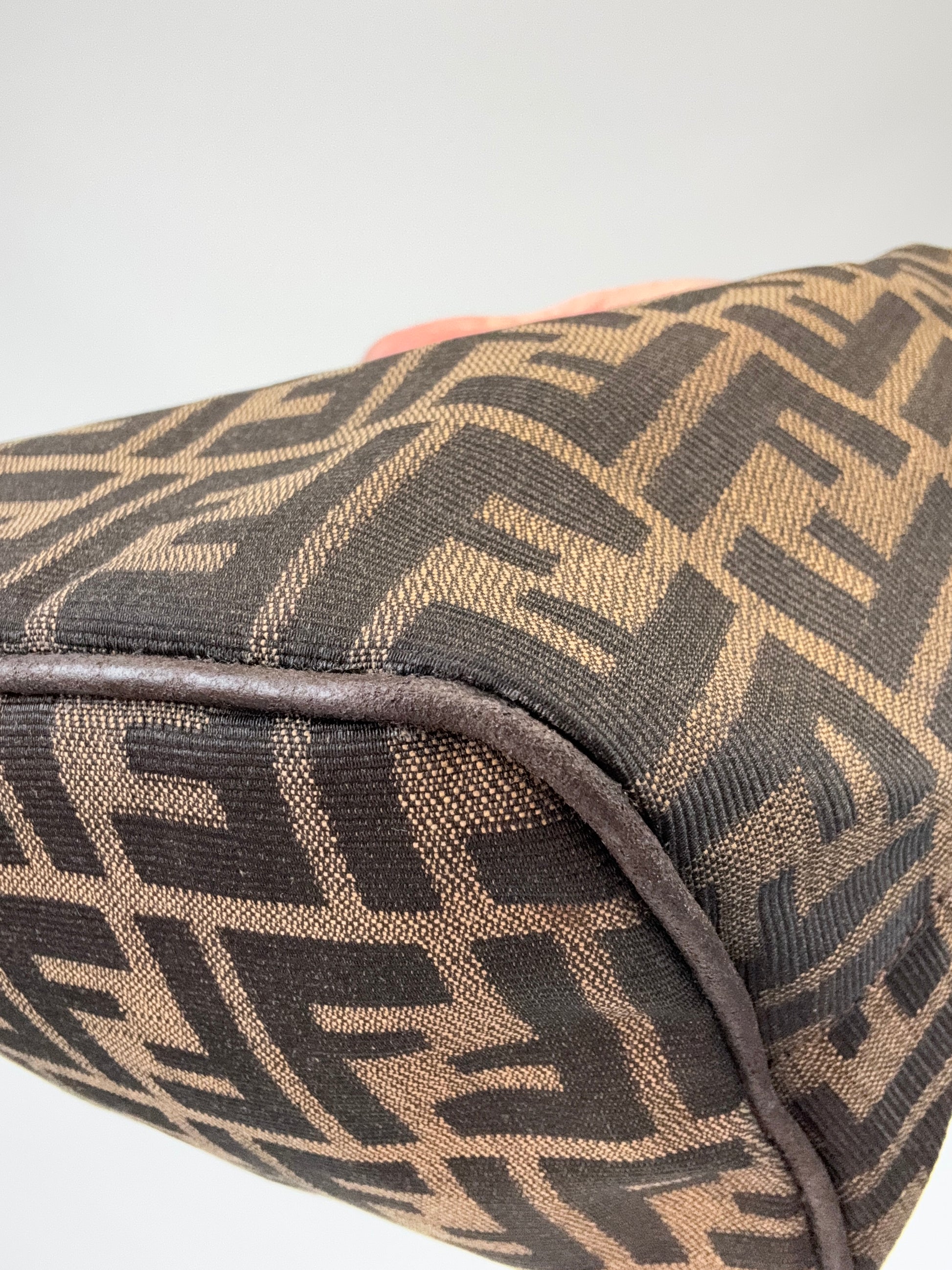 Fendi Zucca Hobo Bag front right bottom corner