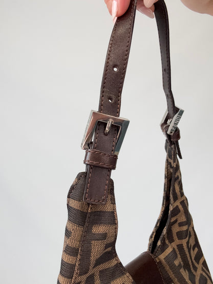 Fendi Zucca Hobo Bag left side strap