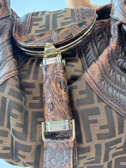 Fendi Zucca Nappa Nuvolata Vitello Tortuga Spy Bag