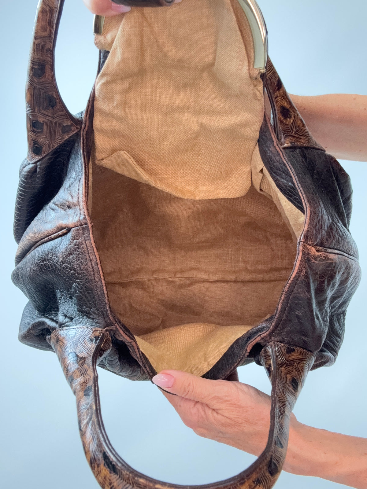 Fendi Zucca Nappa Nuvolata Vitello Tortuga Spy Bag