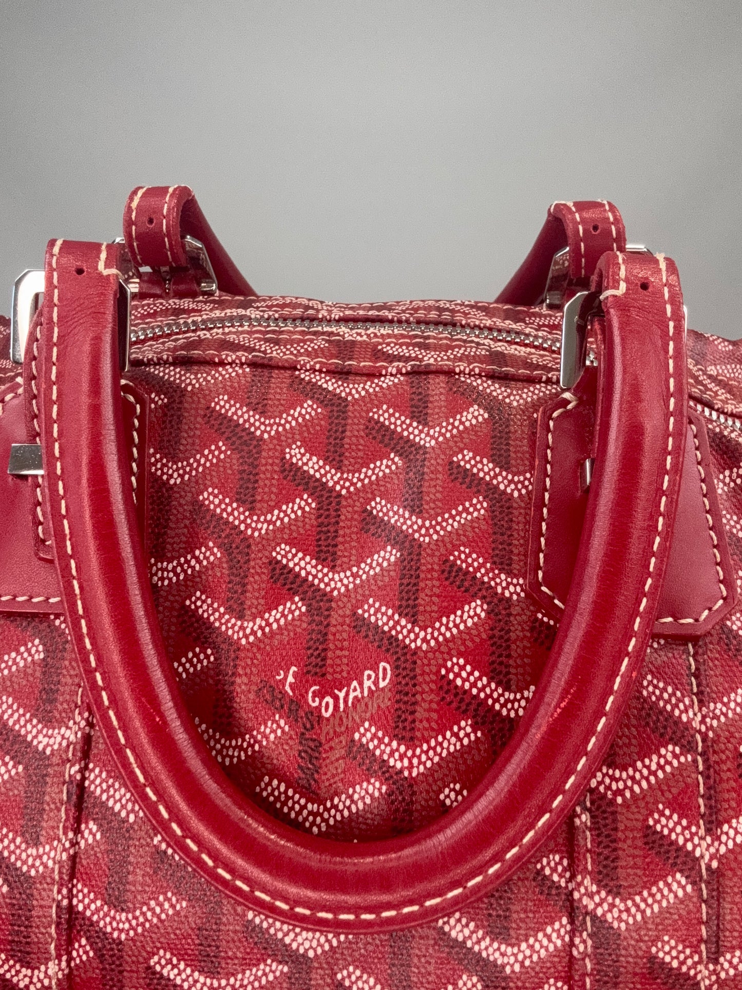 Goyard Goyardine Croisiere 35 interior of front top handle