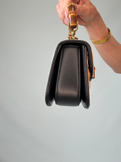 Gucci 1947 Bamboo Top Handle Mini Pony Hair Bag left side