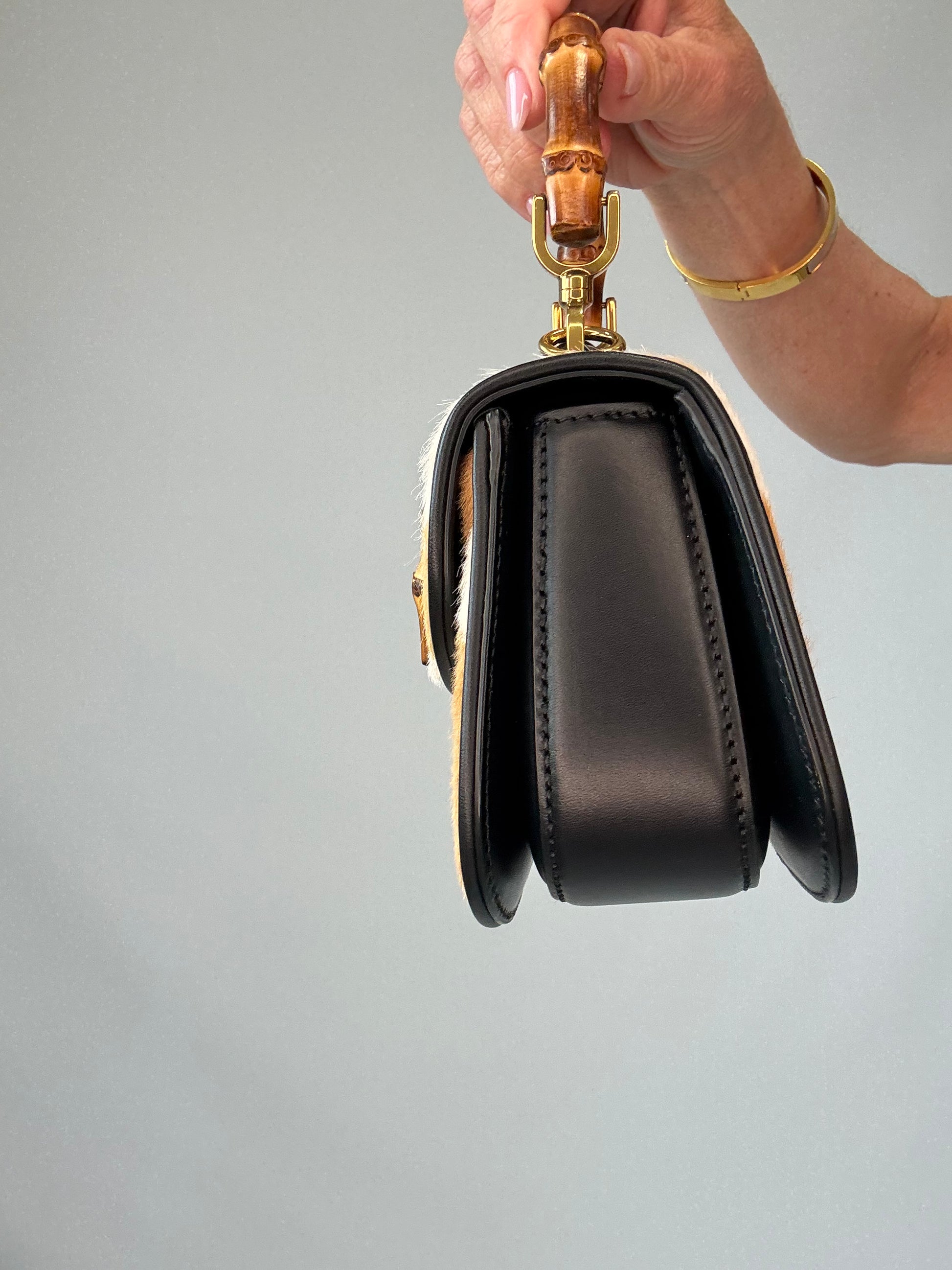 Gucci 1947 Bamboo Top Handle Mini Pony Hair Bag right side