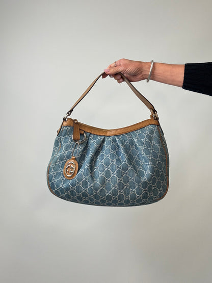 Gucci Blue GG Denim Medium Sukey Tote Bag
