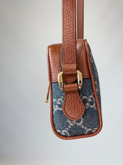 Gucci Denim Monogram Mini Crossbody right side