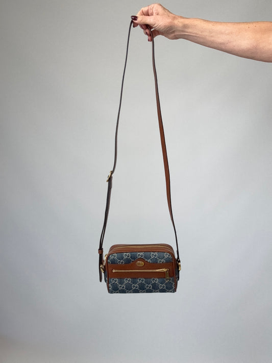Gucci Denim Monogram Mini Crossbody