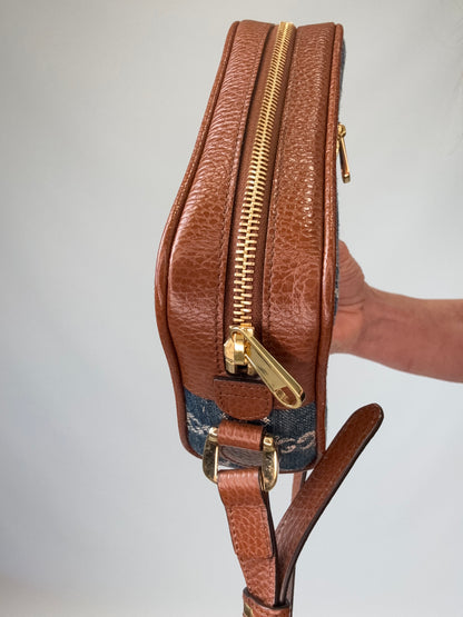Gucci Denim Monogram Mini Crossbody top of handbag