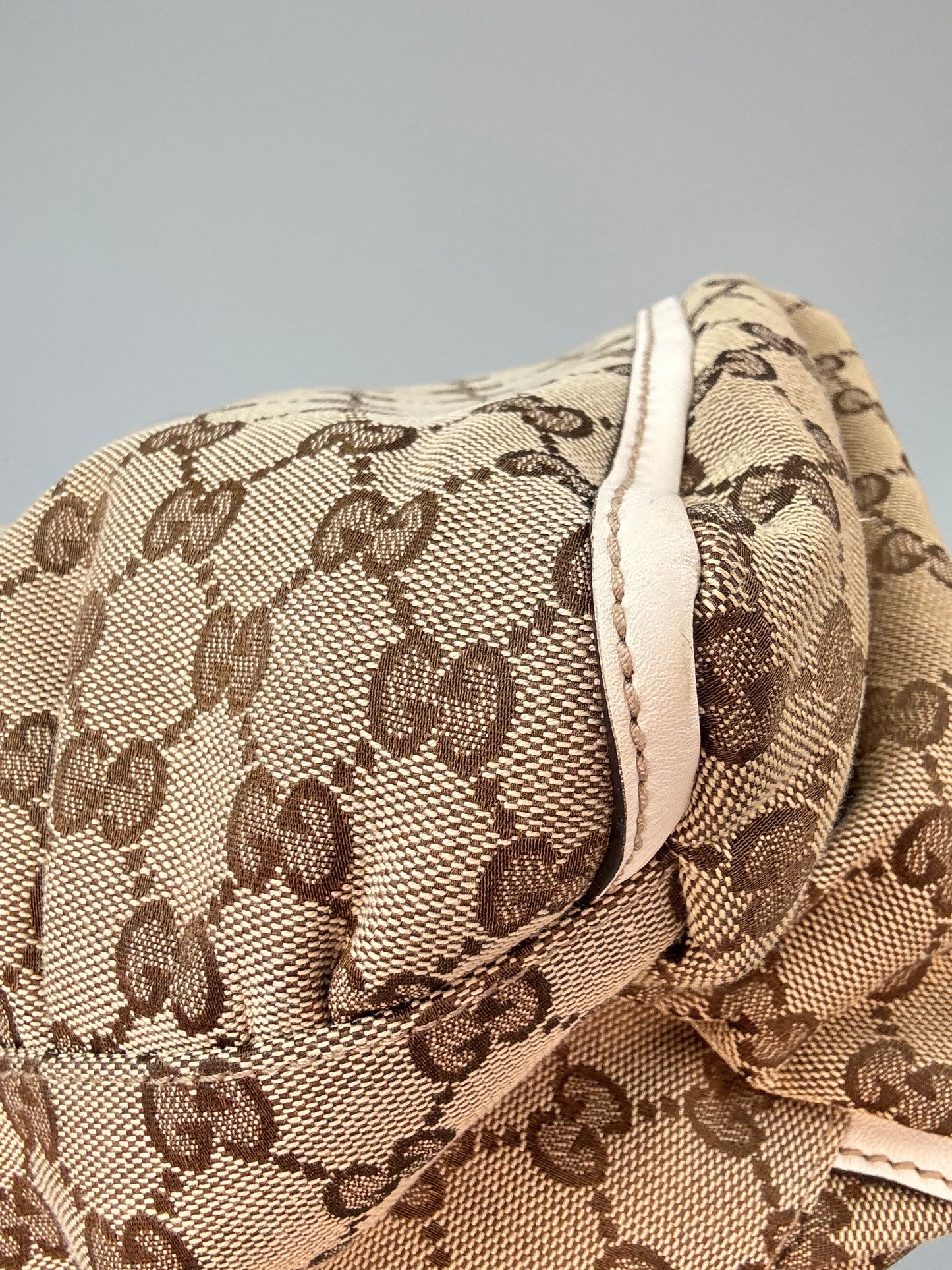 Gucci GG Canvas Abbey D-RIng Hobo Bag back right bottom corner