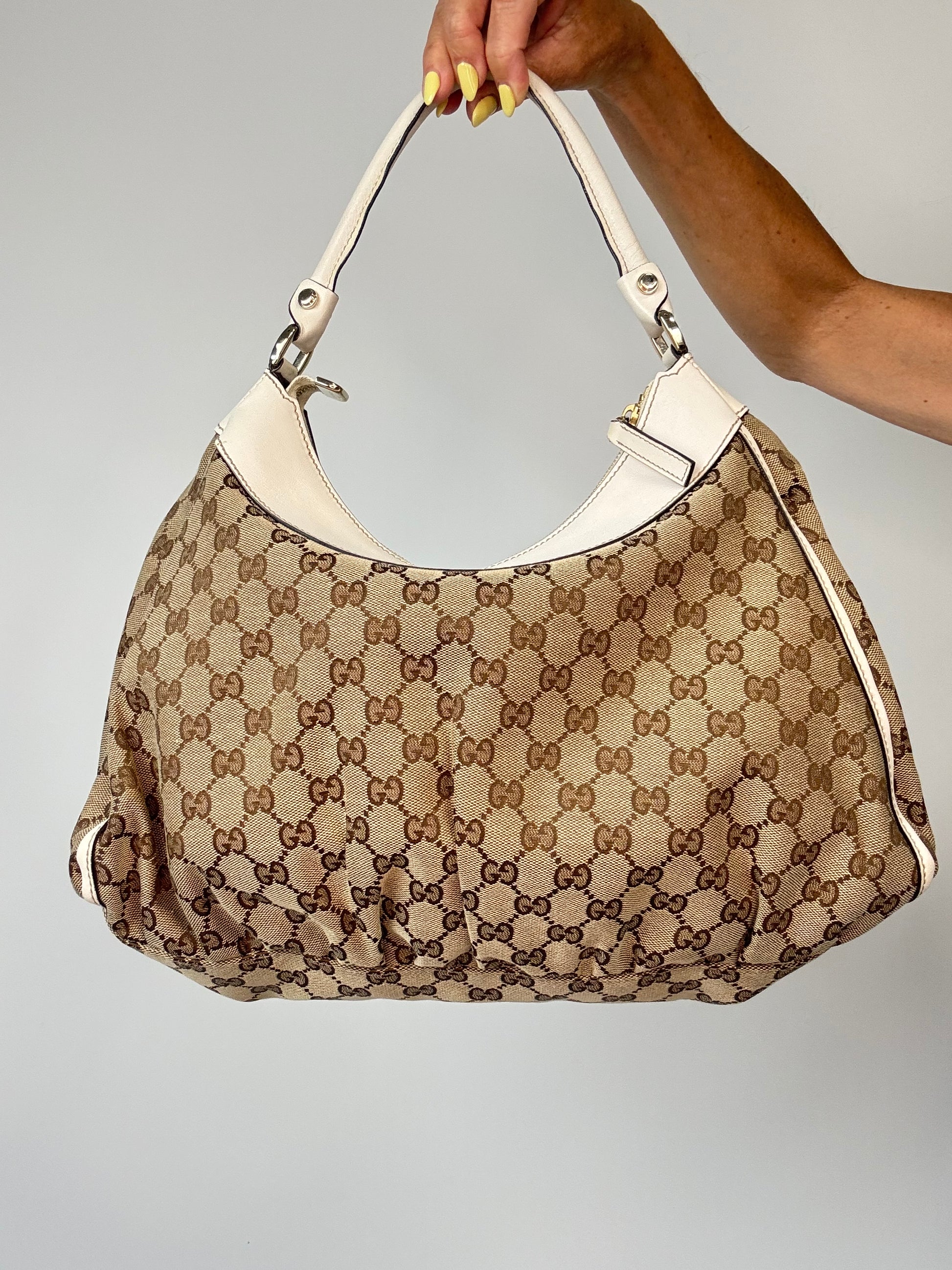Gucci GG Canvas Abbey D-RIng Hobo Bag back of handbag
