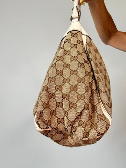 Gucci GG Canvas Abbey D-RIng Hobo Bag right side of handbag